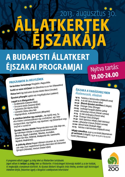 Állatkertek Éjszakája 2013 Programok a Budapeszi Állatkertben  - Állatkertek Éjszakája