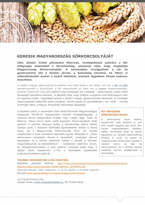   - Keressük Magyarország Sörkorcsolyáját